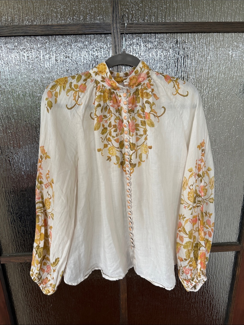 Kate Ford Noaea Blouse Cream Floral Peasant Blouse size US 6-8 - Picture 8 of 12